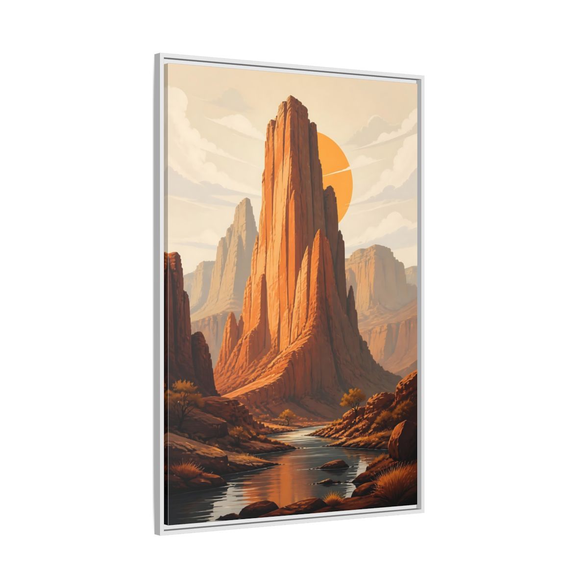 Side Mockup 7. Nature Canyon Mountains Orange Canyon shown as stretched canvas wall art