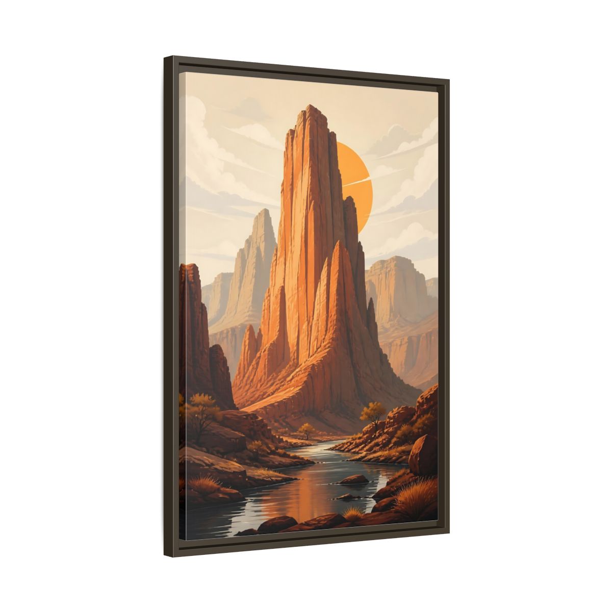 Side Mockup 11. Nature Canyon Mountains Orange Canyon shown as stretched canvas wall art