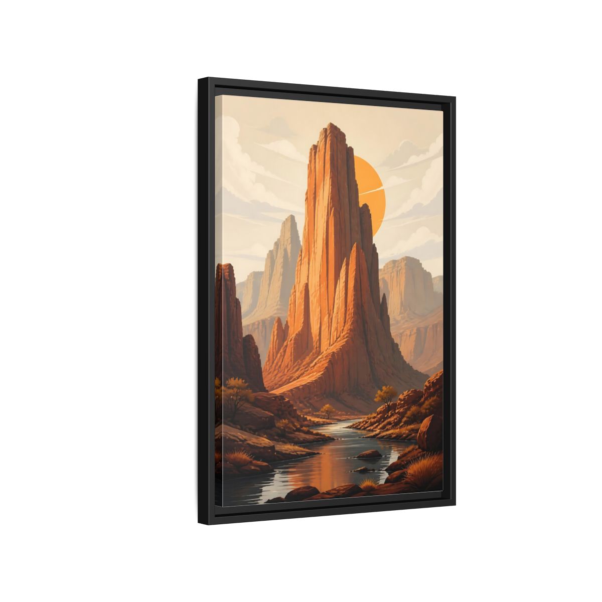 Side Mockup 3. Nature Canyon Mountains Orange Canyon shown as stretched canvas wall art