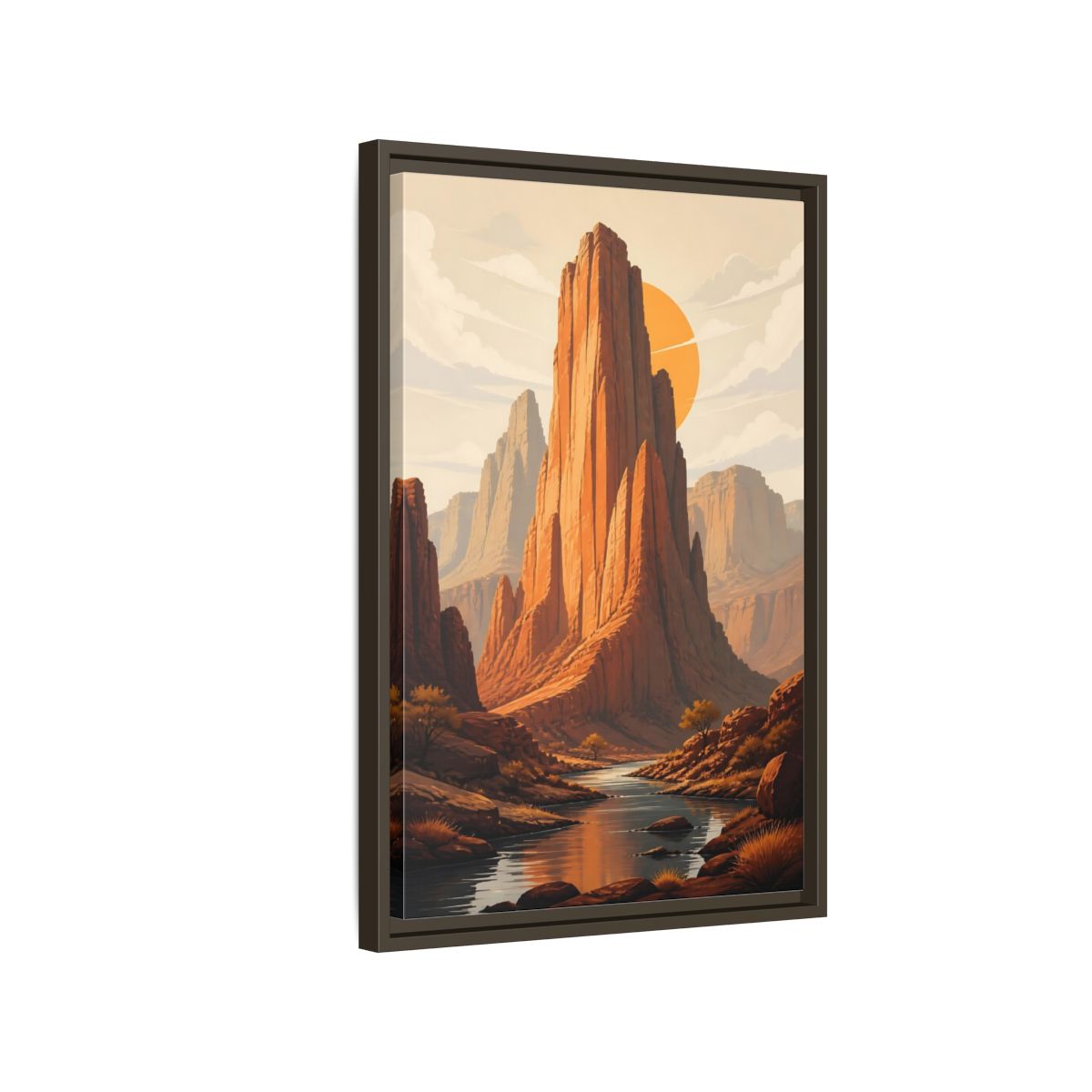 Side Mockup 2. Nature Canyon Mountains Orange Canyon shown as stretched canvas wall art