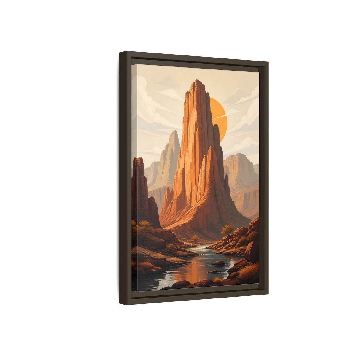 Side Mockup 5. Nature Canyon Mountains Orange Canyon shown as stretched canvas wall art