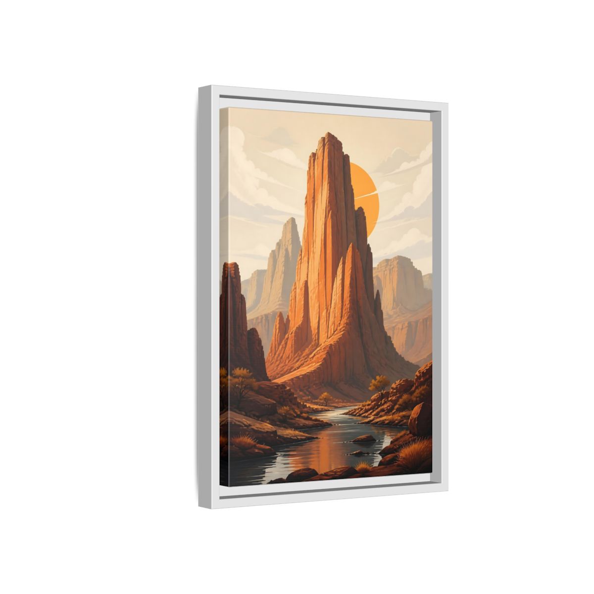 Side Mockup 4. Nature Canyon Mountains Orange Canyon shown as stretched canvas wall art