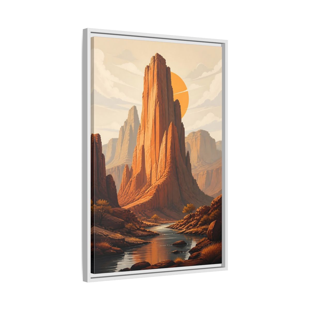 Side Mockup 10. Nature Canyon Mountains Orange Canyon shown as stretched canvas wall art