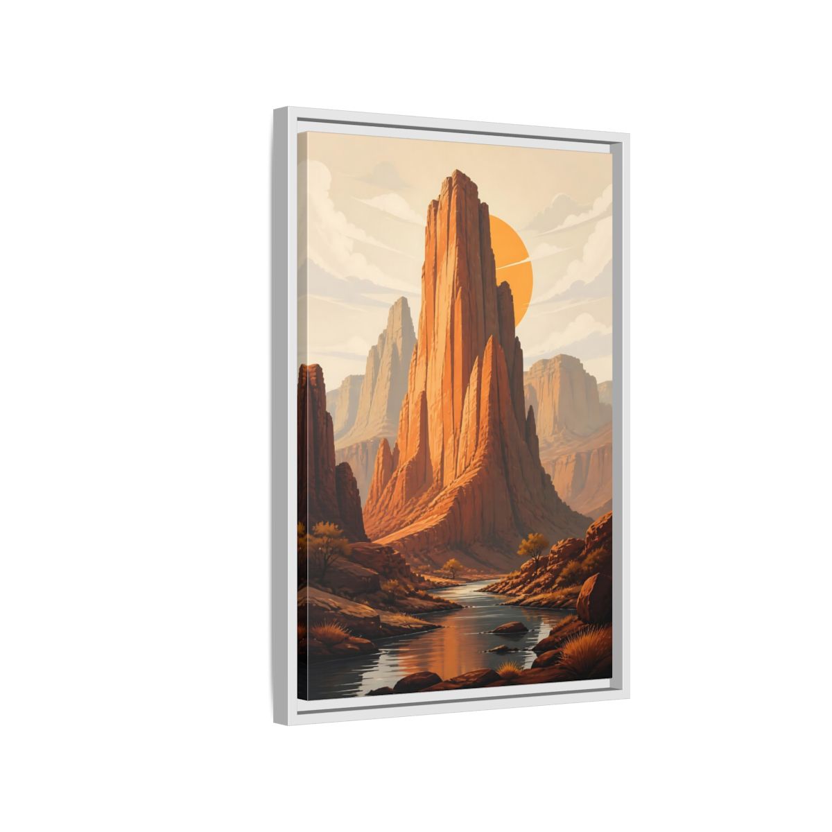 Side Mockup 1. Nature Canyon Mountains Orange Canyon shown as stretched canvas wall art