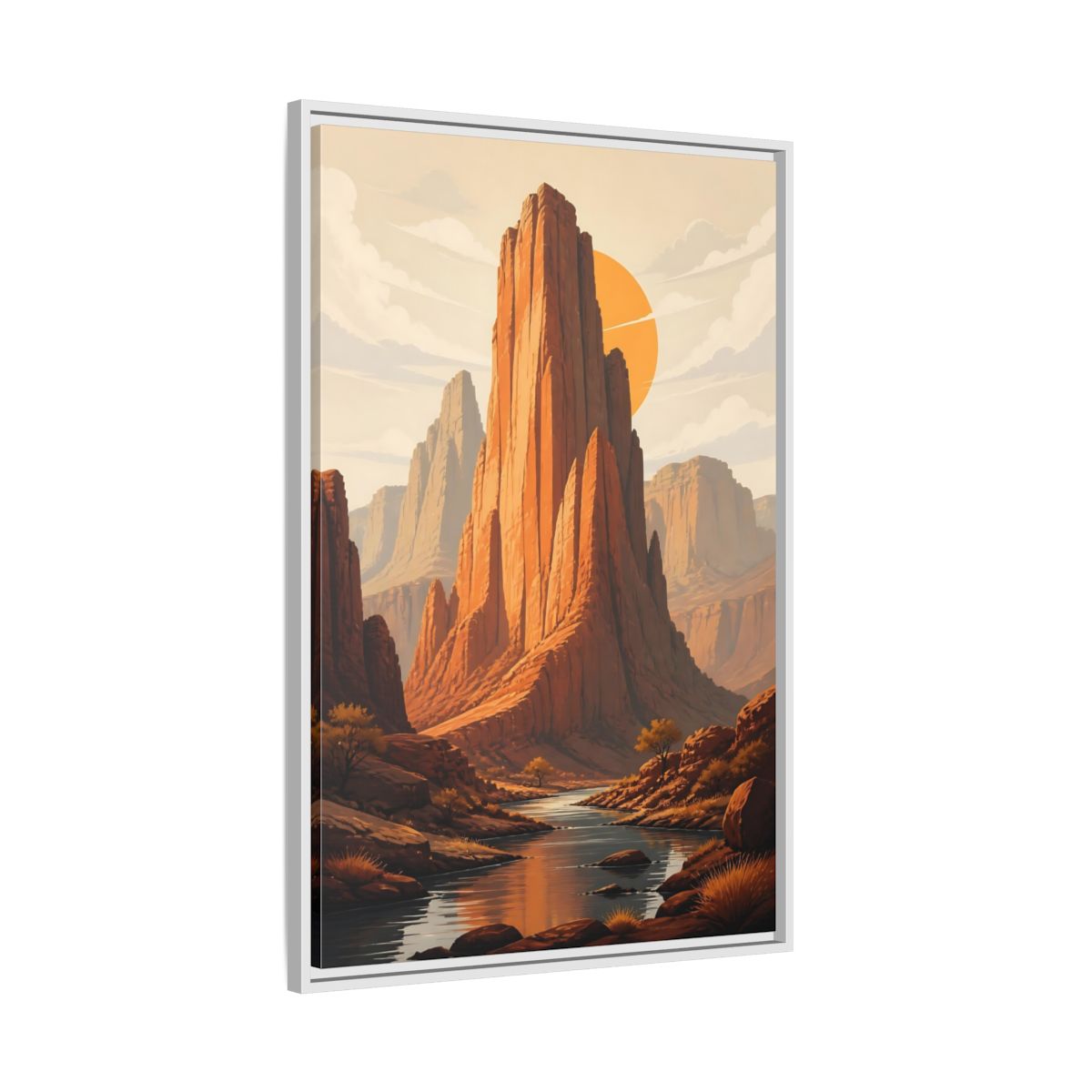 Side Mockup 9. Nature Canyon Mountains Orange Canyon shown as stretched canvas wall art