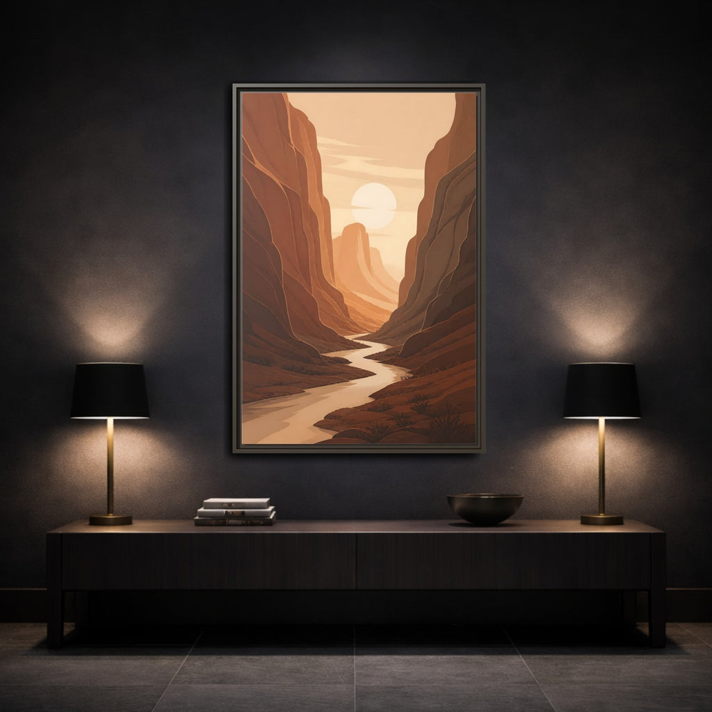 Mockup 3. Nature Canyon Orange Canyon shown as stretched canvas wall art