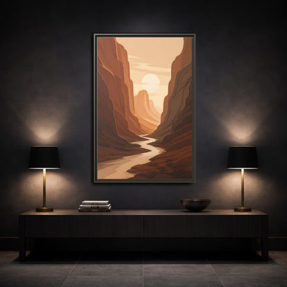 Mockup 3. Nature Canyon Orange Canyon shown as stretched canvas wall art