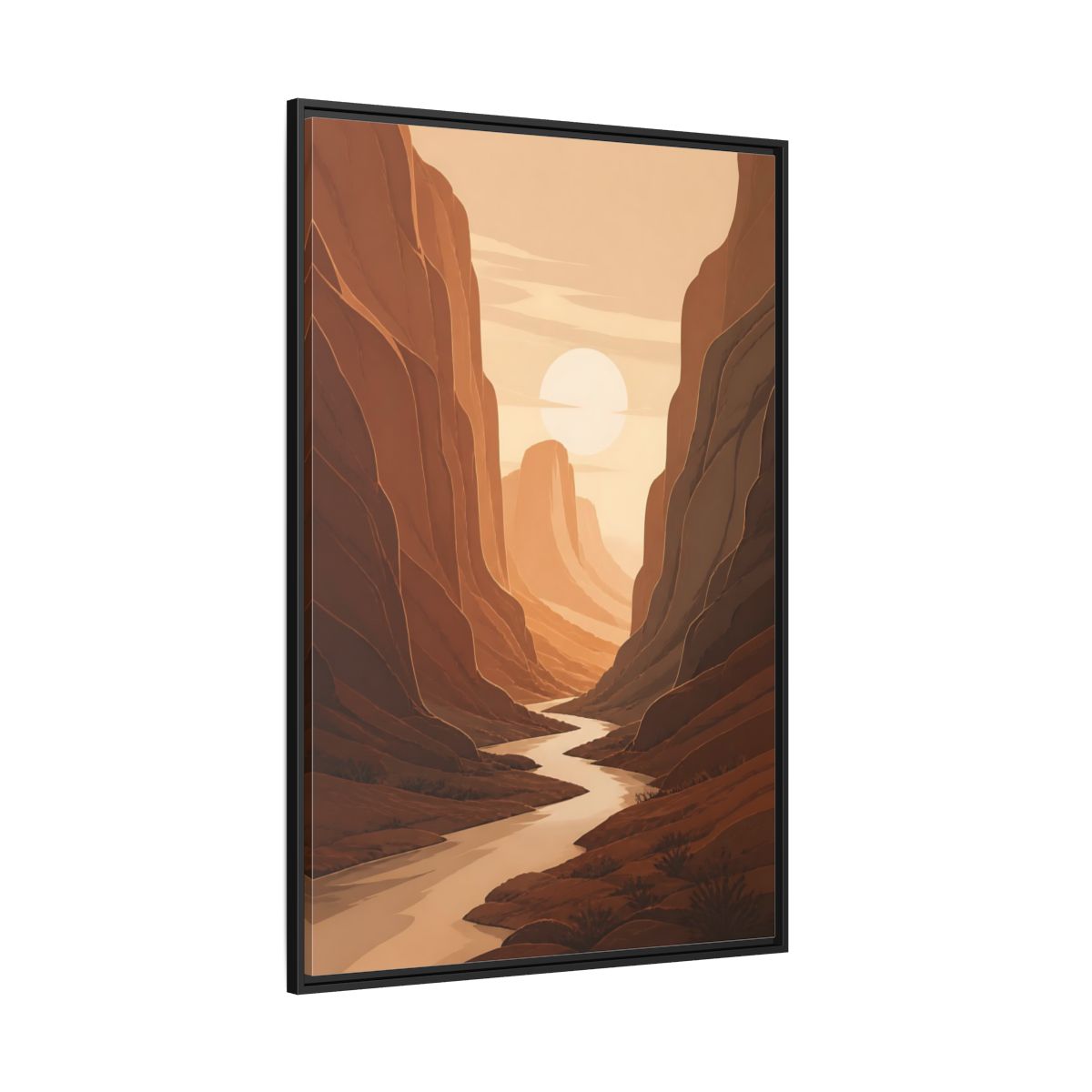Side Mockup 12. Nature Canyon Orange Canyon shown as stretched canvas wall art