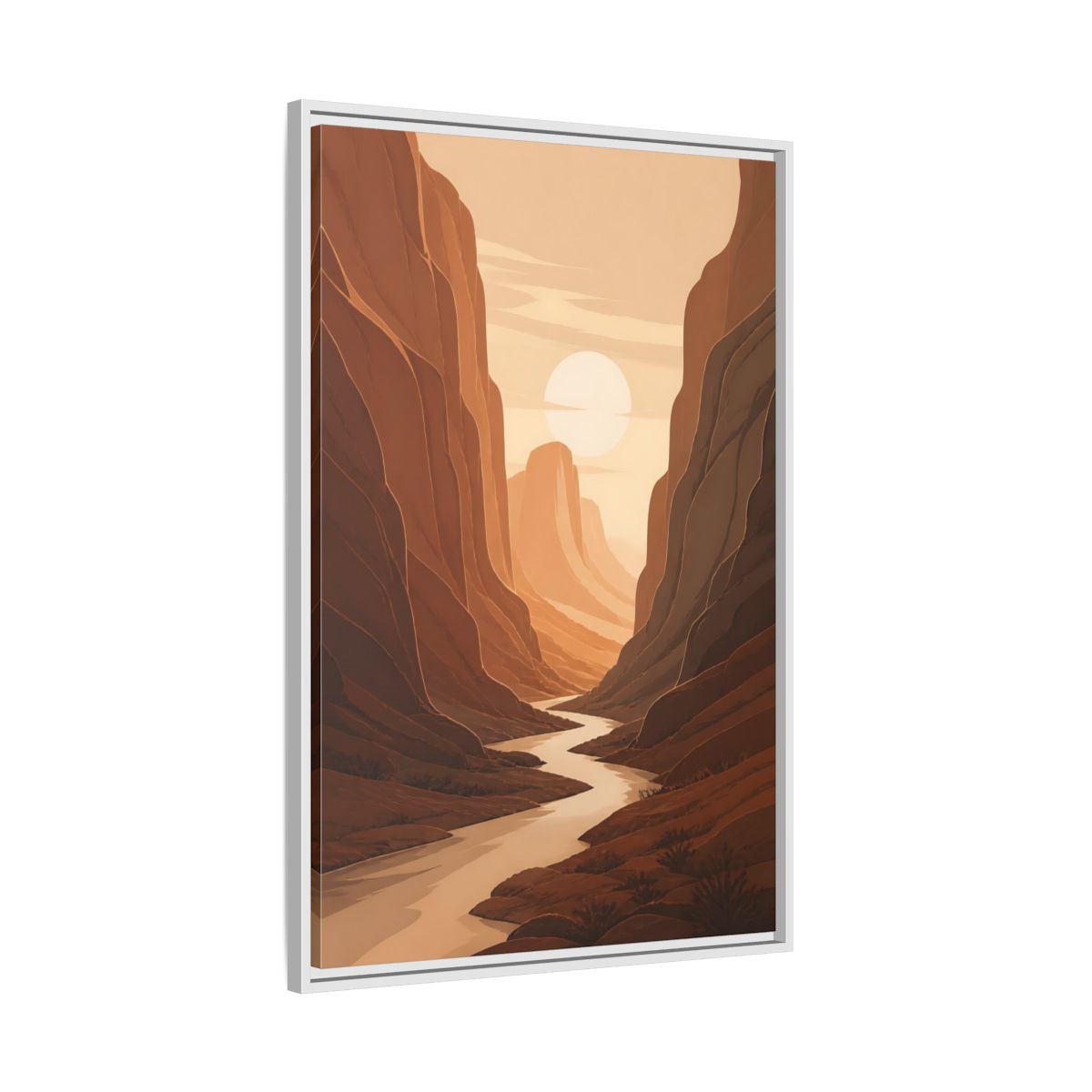 Side Mockup 9. Nature Canyon Orange Canyon shown as stretched canvas wall art