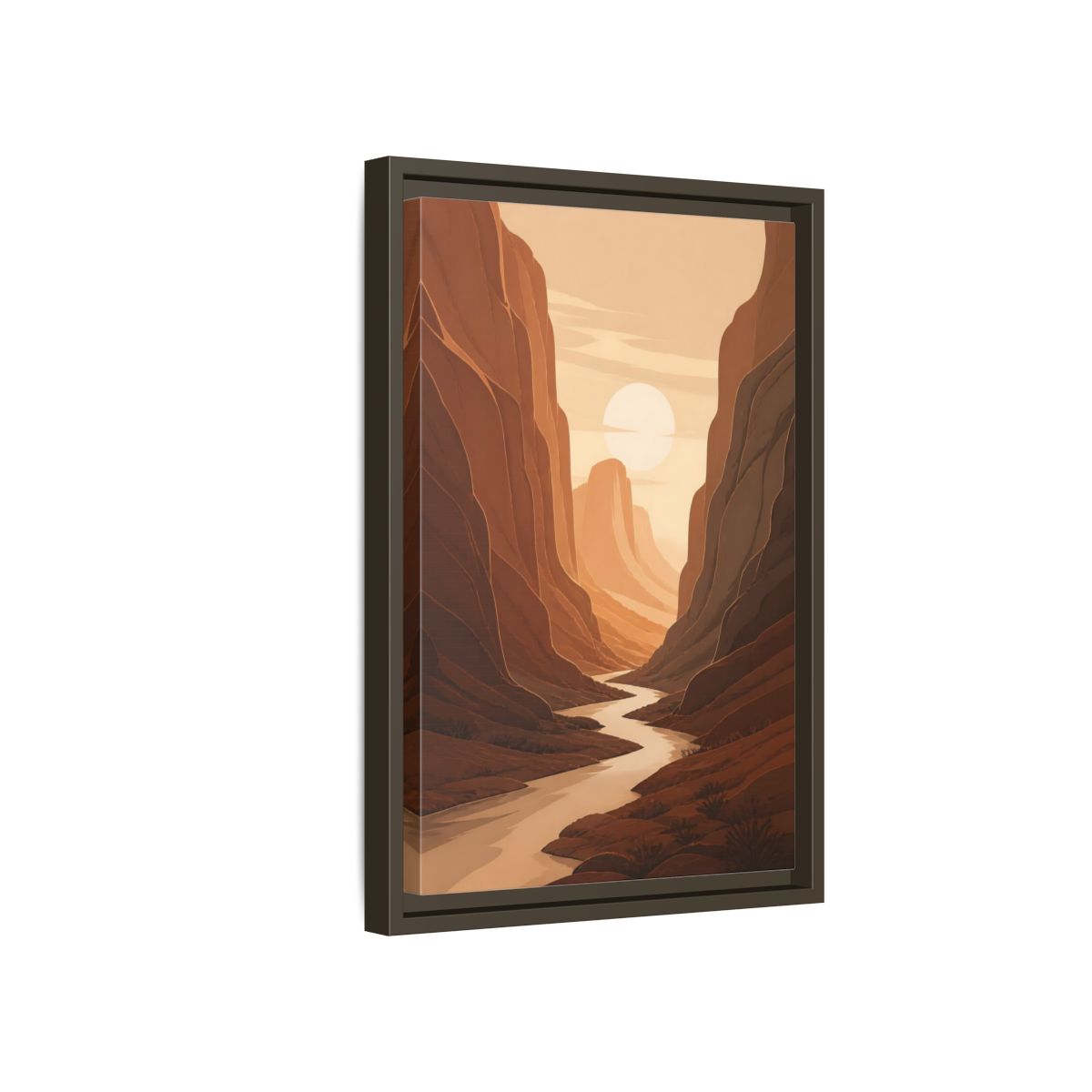 Side Mockup 5. Nature Canyon Orange Canyon shown as stretched canvas wall art