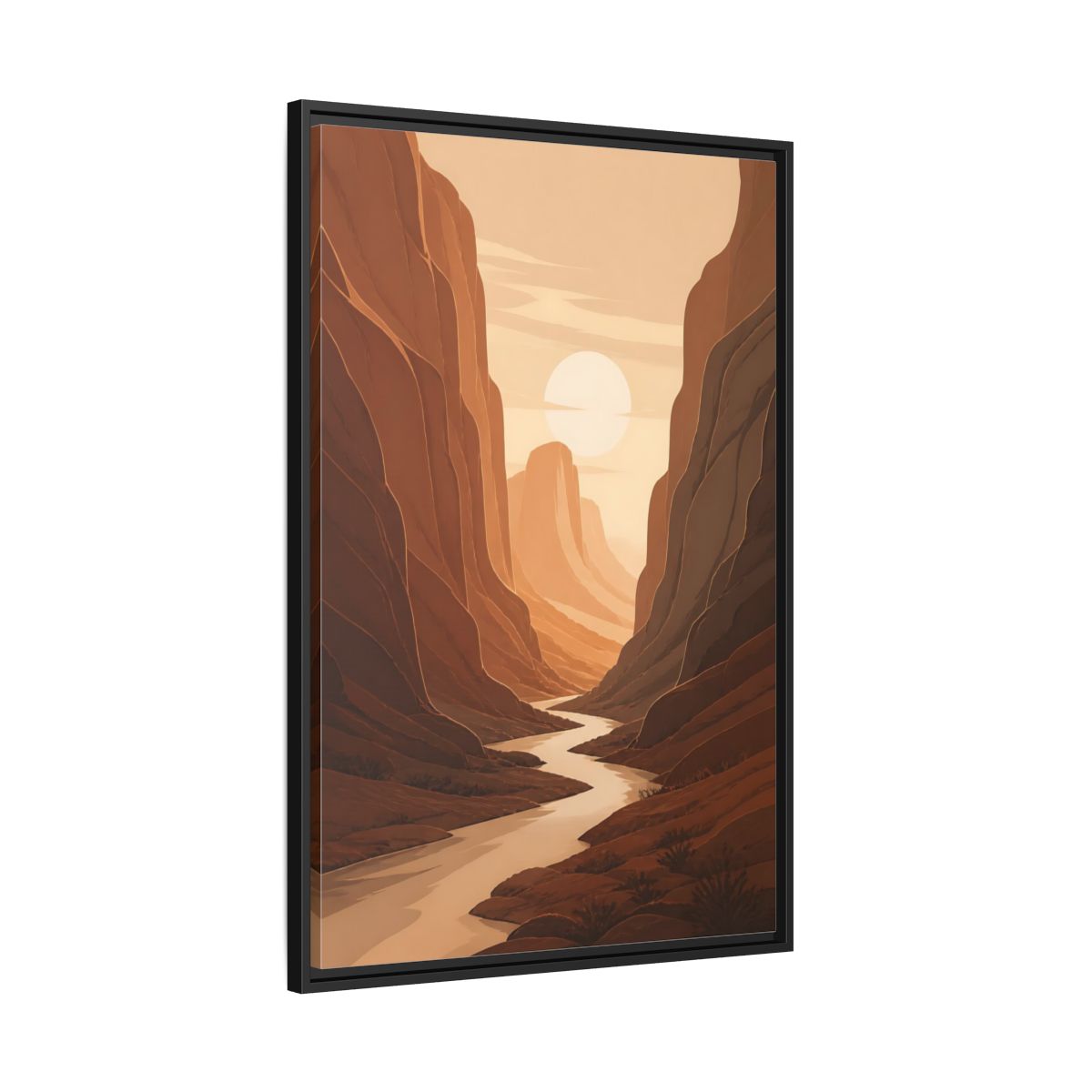 Side Mockup 13. Nature Canyon Orange Canyon shown as stretched canvas wall art