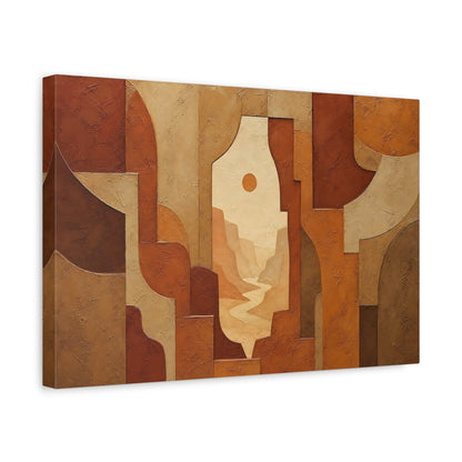 Side Mockup 4. Nature Canyon River Brown And Orange shown as stretched canvas wall art