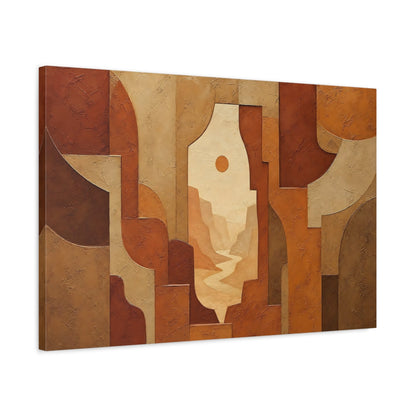 Side Mockup 2. Nature Canyon River Brown And Orange shown as stretched canvas wall art