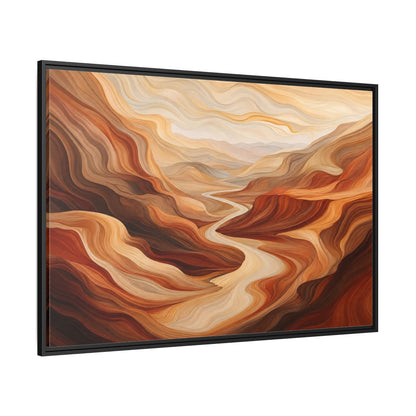 Side Mockup 12. Nature Canyon River Brown And Orange Landscape shown as stretched canvas wall art