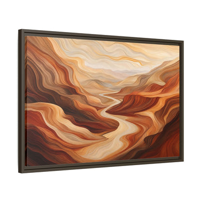 Side Mockup 11. Nature Canyon River Brown And Orange Landscape shown as stretched canvas wall art