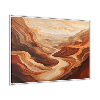 Side Mockup 7. Nature Canyon River Brown And Orange Landscape shown as stretched canvas wall art