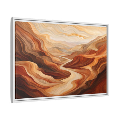 Side Mockup 10. Nature Canyon River Brown And Orange Landscape shown as stretched canvas wall art