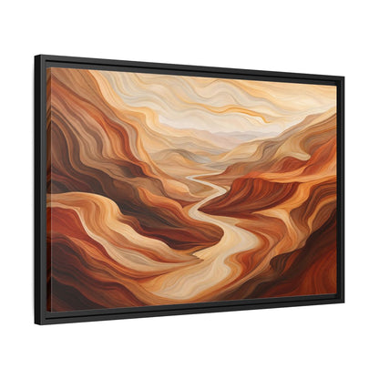 Side Mockup 14. Nature Canyon River Brown And Orange Landscape shown as stretched canvas wall art