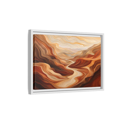Side Mockup 4. Nature Canyon River Brown And Orange Landscape shown as stretched canvas wall art