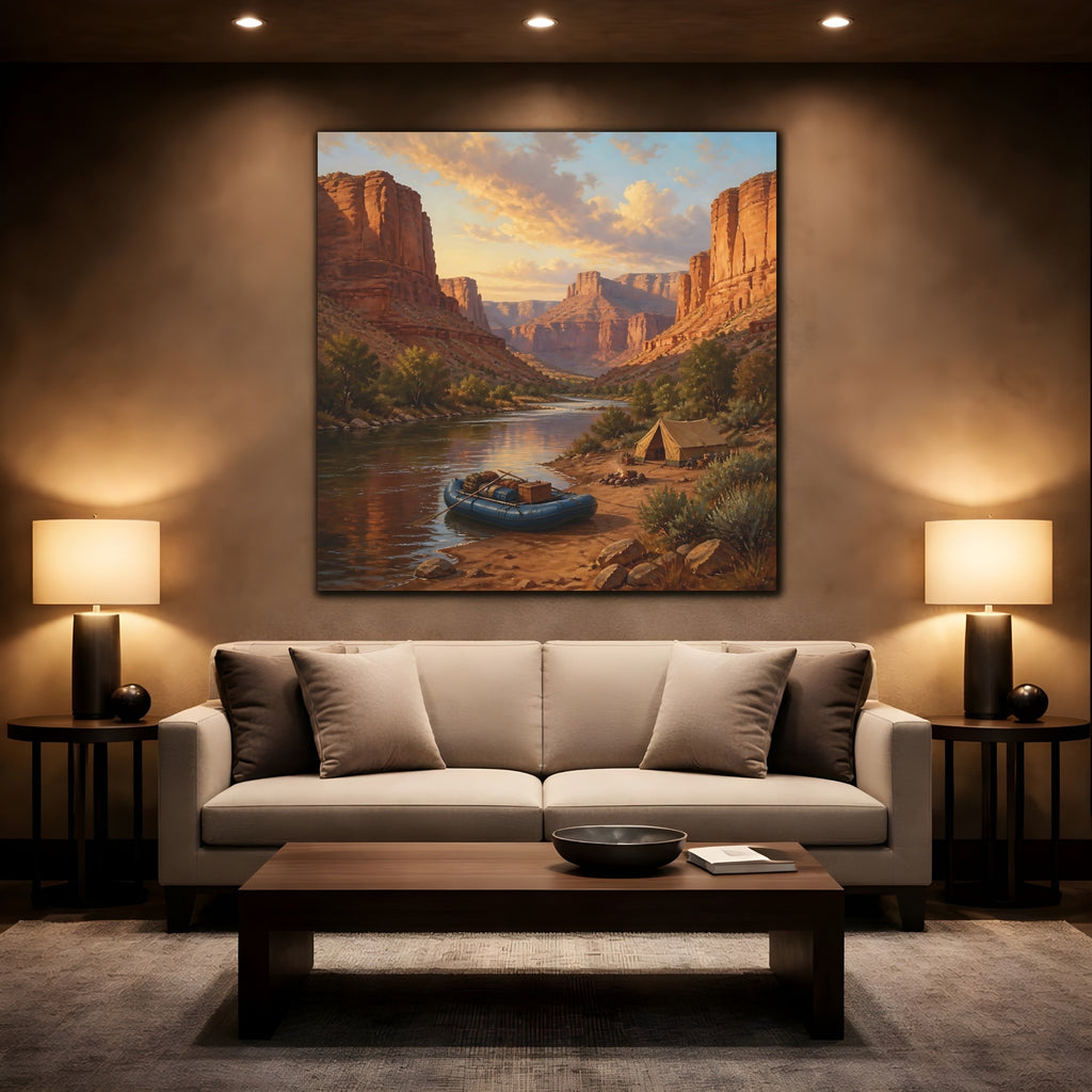 Mockup 2. Nature Canyon River Canyon River Landscape shown as stretched canvas wall art