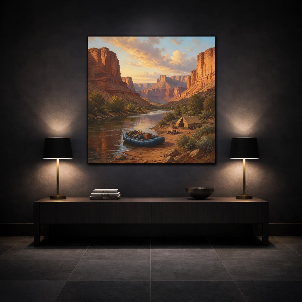 Mockup 3. Nature Canyon River Canyon River Landscape shown as stretched canvas wall art