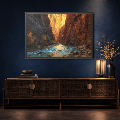 Mockup 4. Nature Canyon River Canyon River Landscape shown as stretched canvas wall art