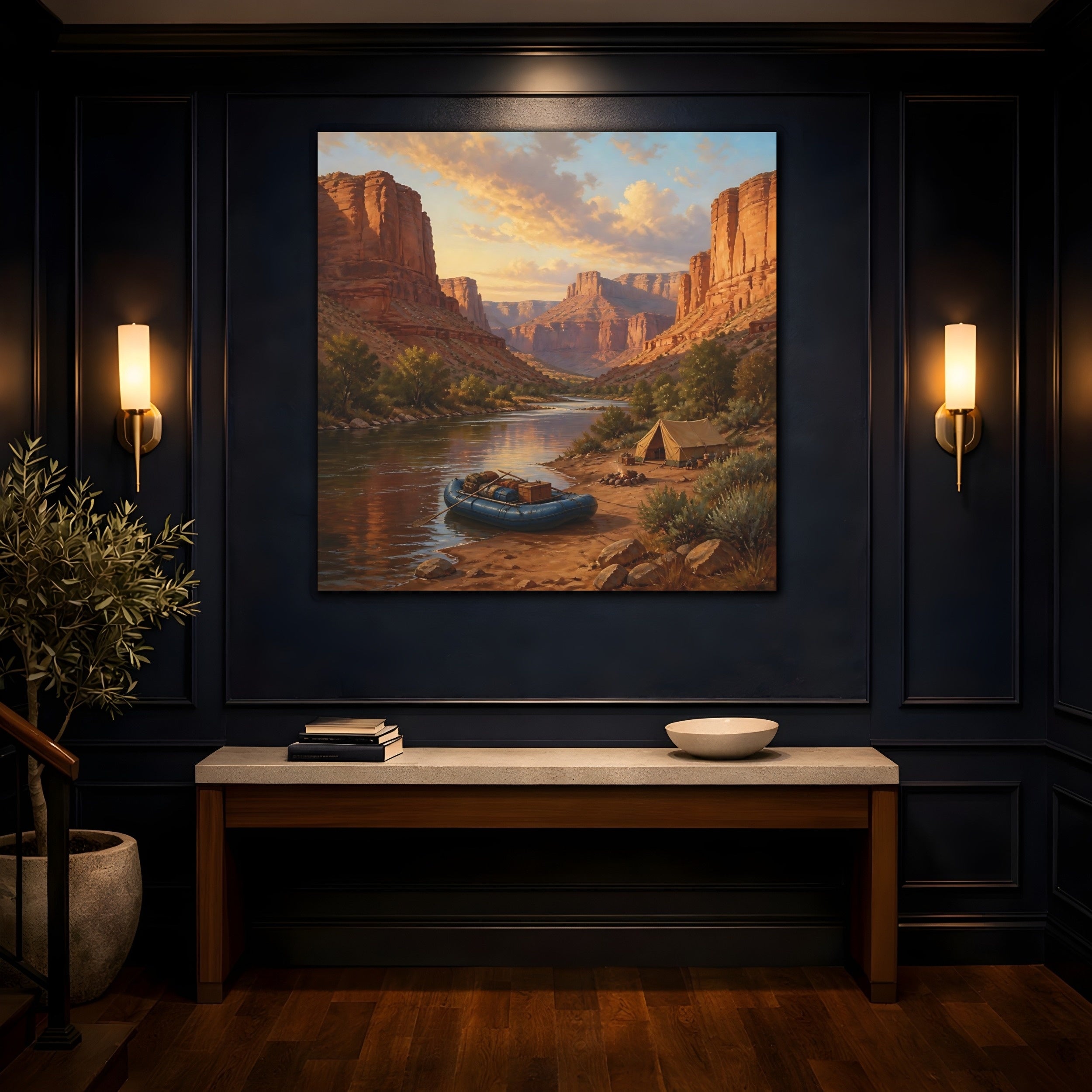 Mockup 4. Nature Canyon River Canyon River Landscape shown as stretched canvas wall art