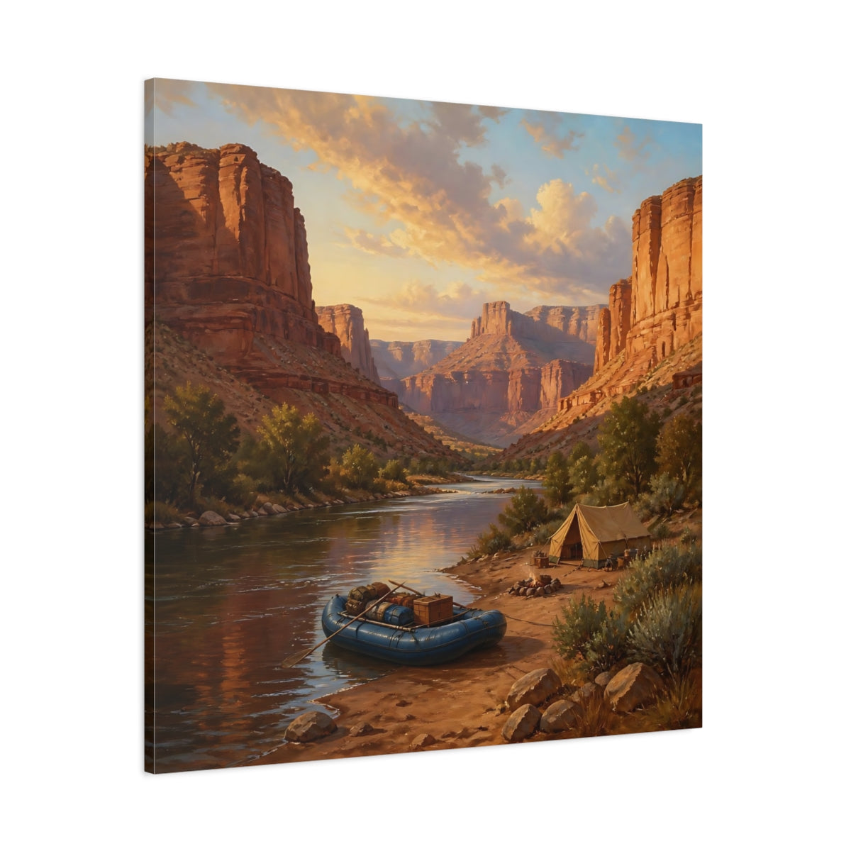 Side Mockup 1. Nature Canyon River Canyon River Landscape shown as stretched canvas wall art