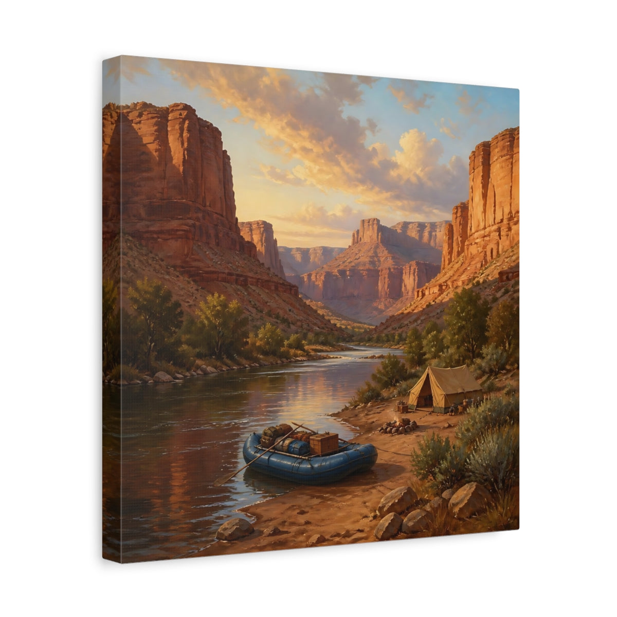 Side Mockup 7. Nature Canyon River Canyon River Landscape shown as stretched canvas wall art