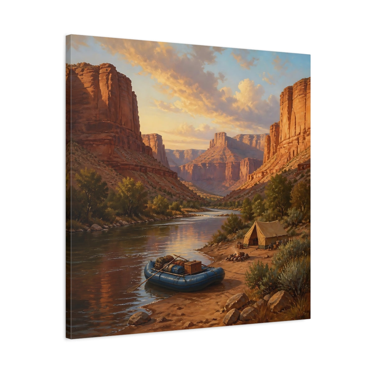 Side Mockup 3. Nature Canyon River Canyon River Landscape shown as stretched canvas wall art