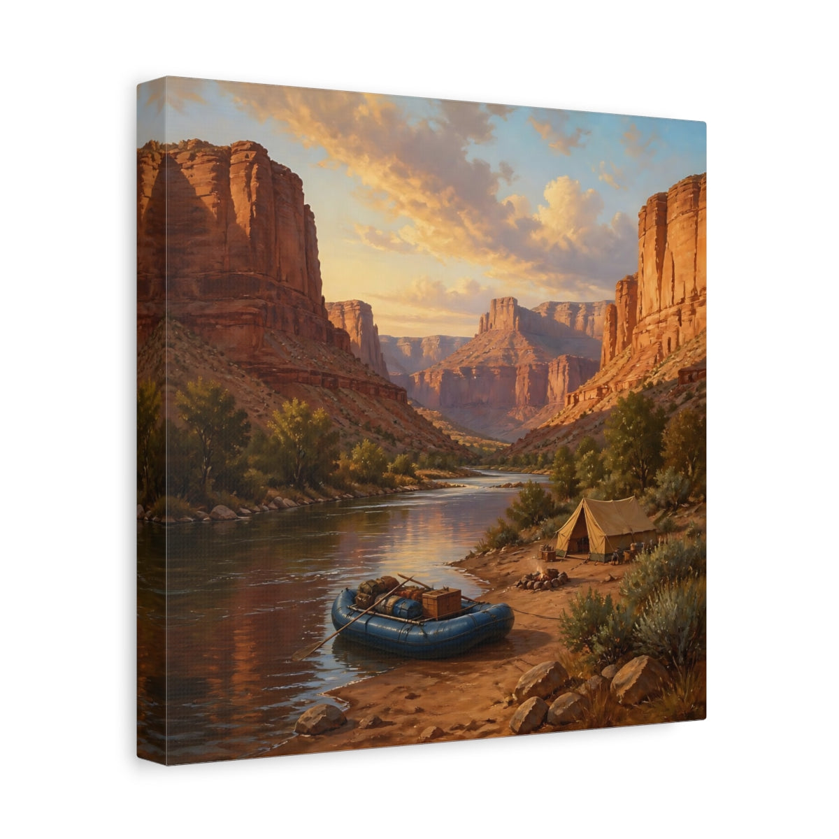 Side Mockup 8. Nature Canyon River Canyon River Landscape shown as stretched canvas wall art