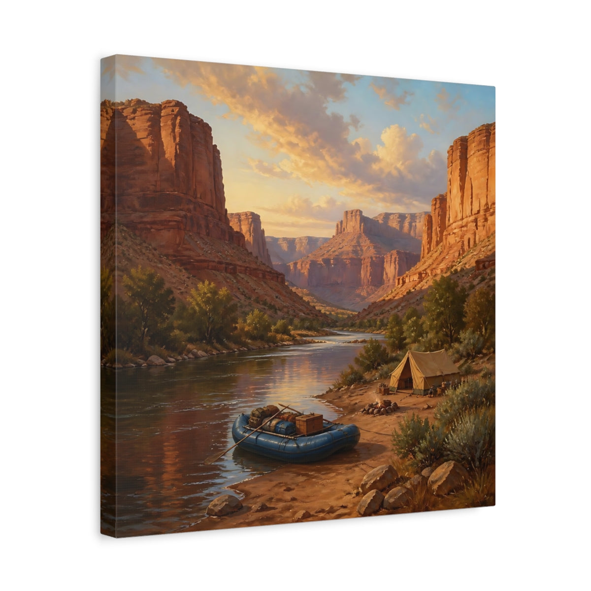 Side Mockup 6. Nature Canyon River Canyon River Landscape shown as stretched canvas wall art
