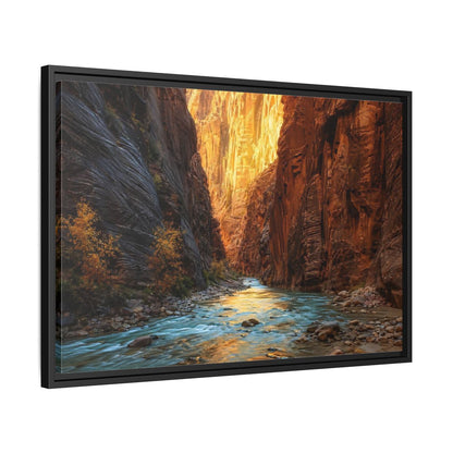 Side Mockup 14. Nature Canyon River Canyon River Landscape shown as stretched canvas wall art