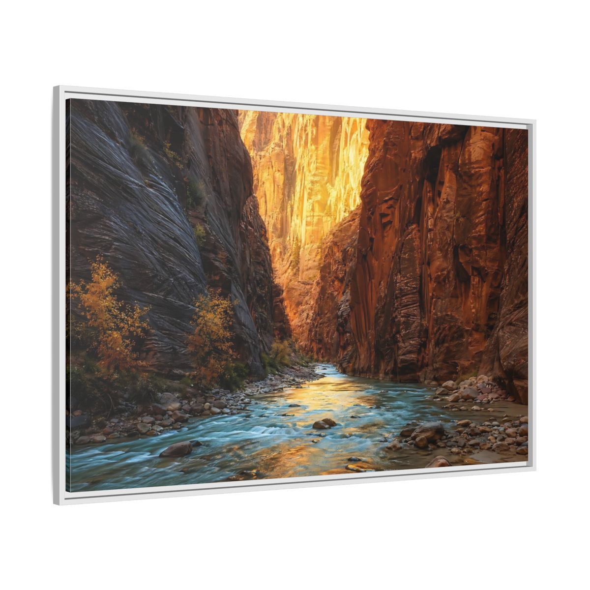 Side Mockup 7. Nature Canyon River Canyon River Landscape shown as stretched canvas wall art