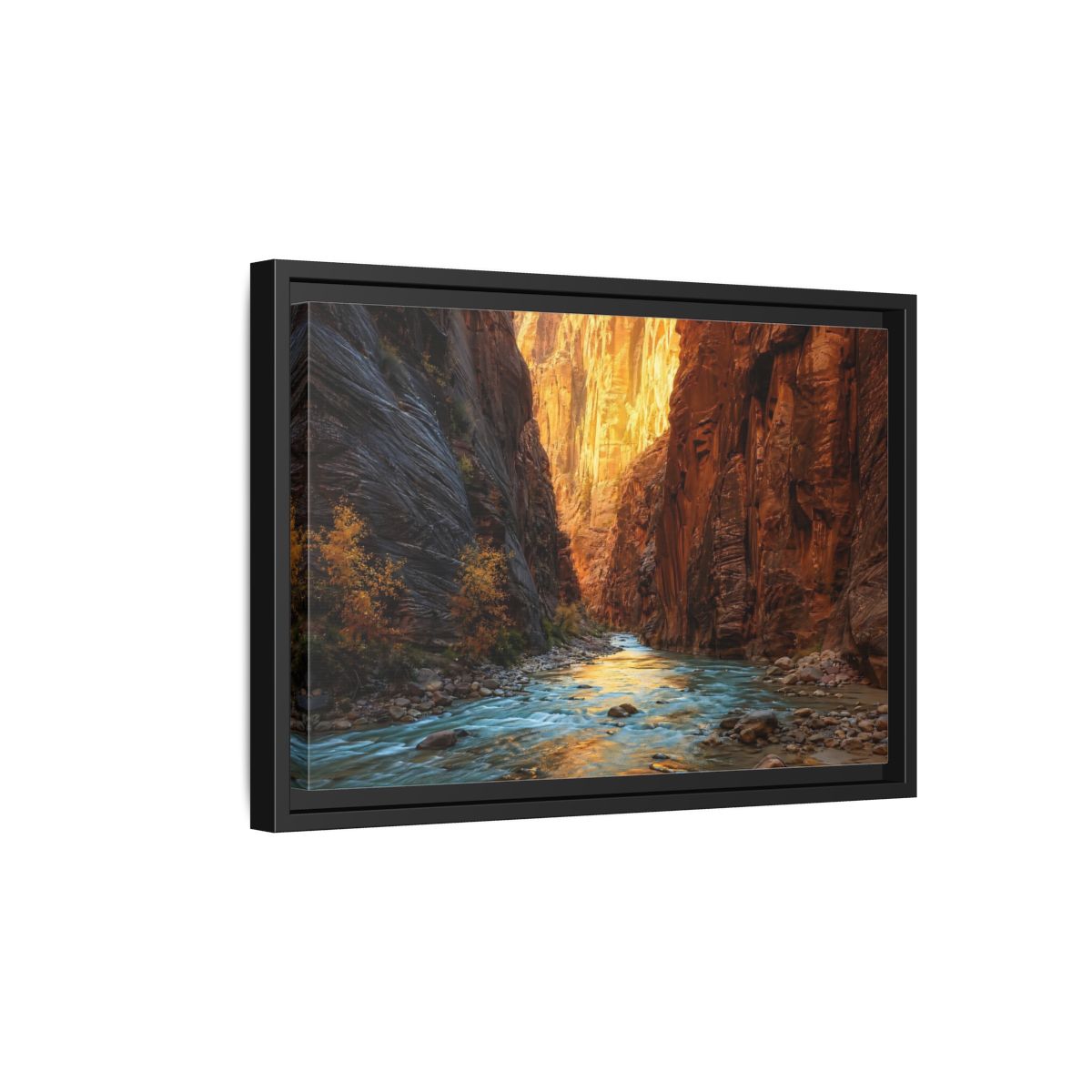 Side Mockup 6. Nature Canyon River Canyon River Landscape shown as stretched canvas wall art