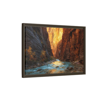 Side Mockup 2. Nature Canyon River Canyon River Landscape shown as stretched canvas wall art