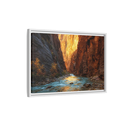 Side Mockup 1. Nature Canyon River Canyon River Landscape shown as stretched canvas wall art