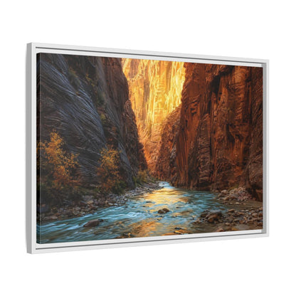 Side Mockup 10. Nature Canyon River Canyon River Landscape shown as stretched canvas wall art