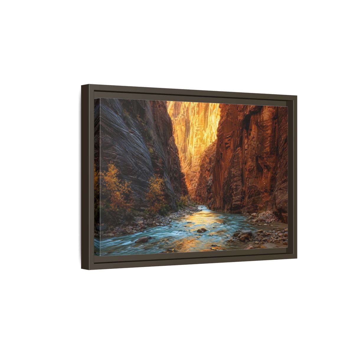 Side Mockup 5. Nature Canyon River Canyon River Landscape shown as stretched canvas wall art