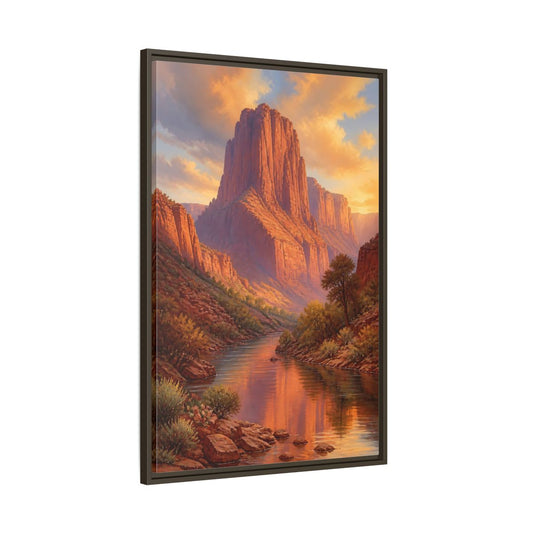 Main Mockup. Nature Canyon River Orange River Canyon shown as stretched canvas wall art