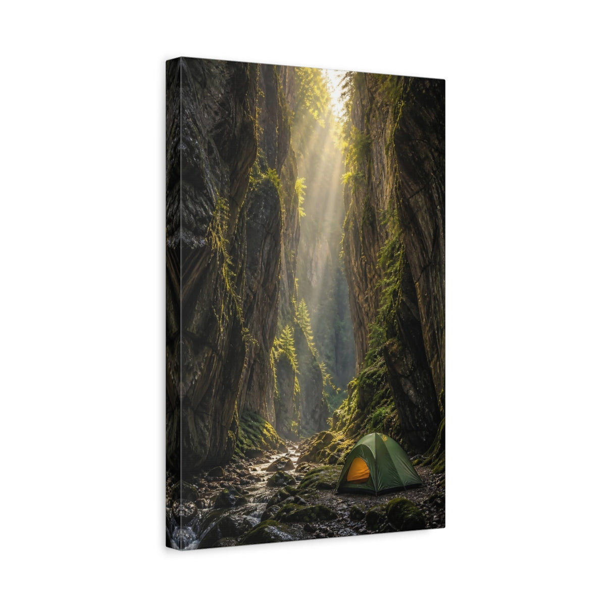 Side Mockup 4. Nature Canyon Sunlit Canyon shown as stretched canvas wall art