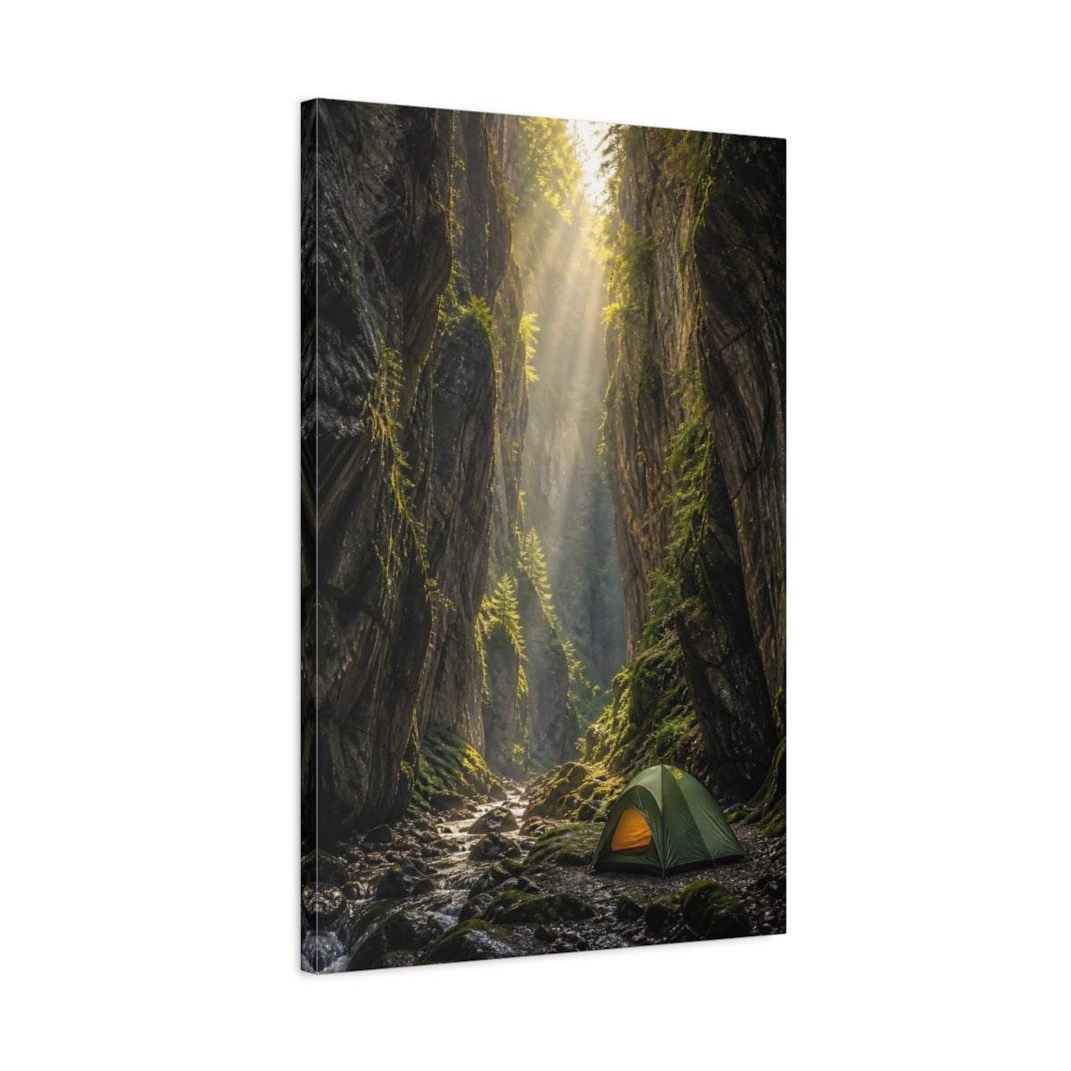 Side Mockup 2. Nature Canyon Sunlit Canyon shown as stretched canvas wall art