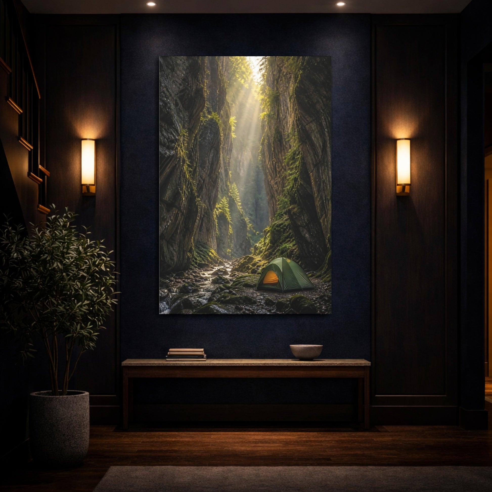 Mockup 4. Nature Canyon Sunlit Canyon shown as stretched canvas wall art