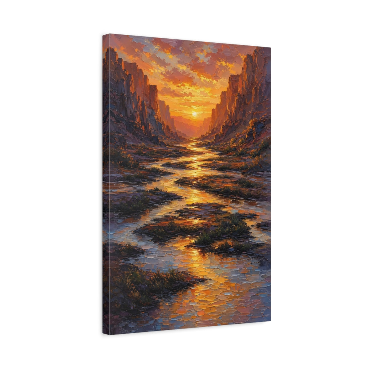 Side Mockup 3. Nature Canyon Sunset Orange Yellow Sunset shown as stretched canvas wall art