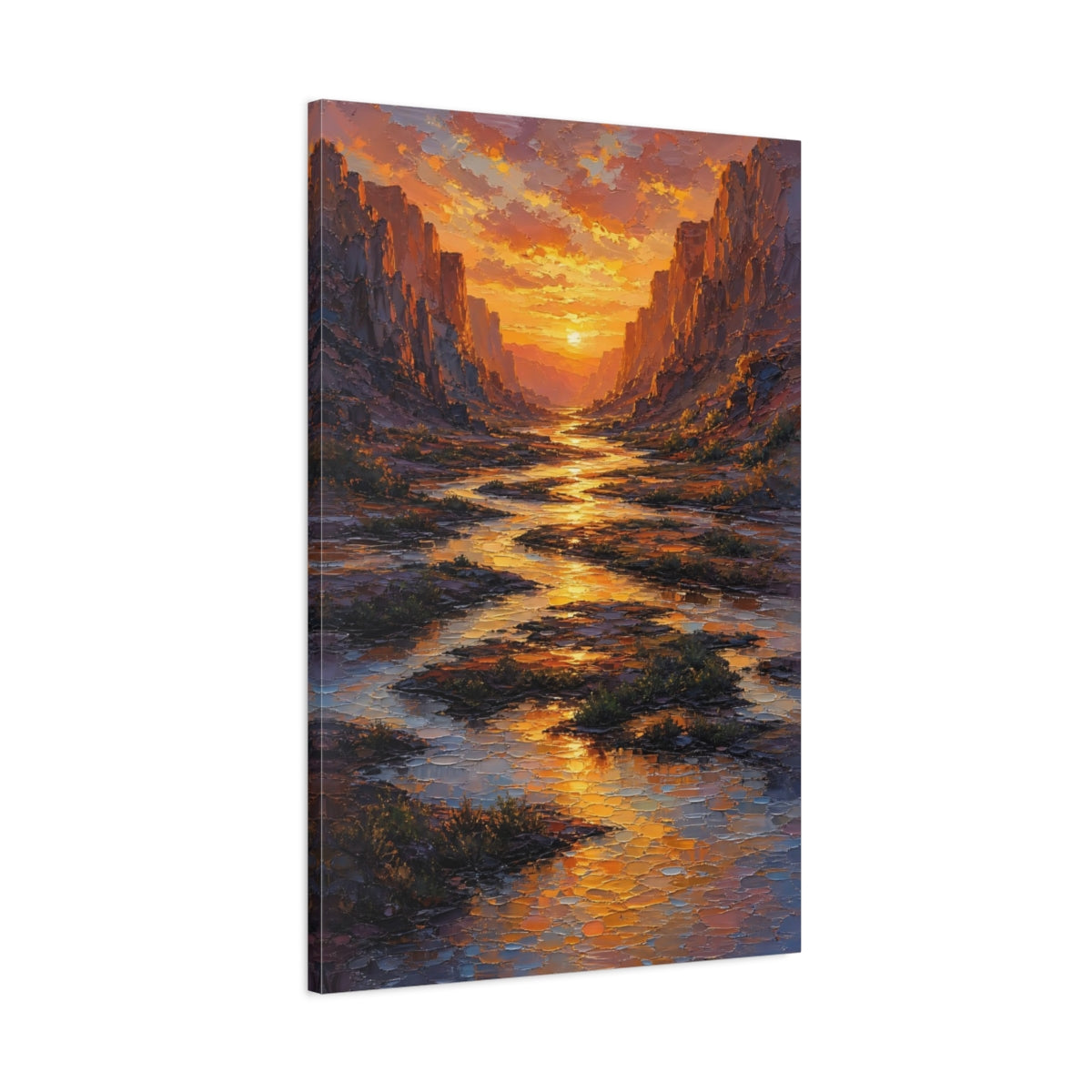 Main Mockup. Nature Canyon Sunset Orange Yellow Sunset shown as stretched canvas wall art