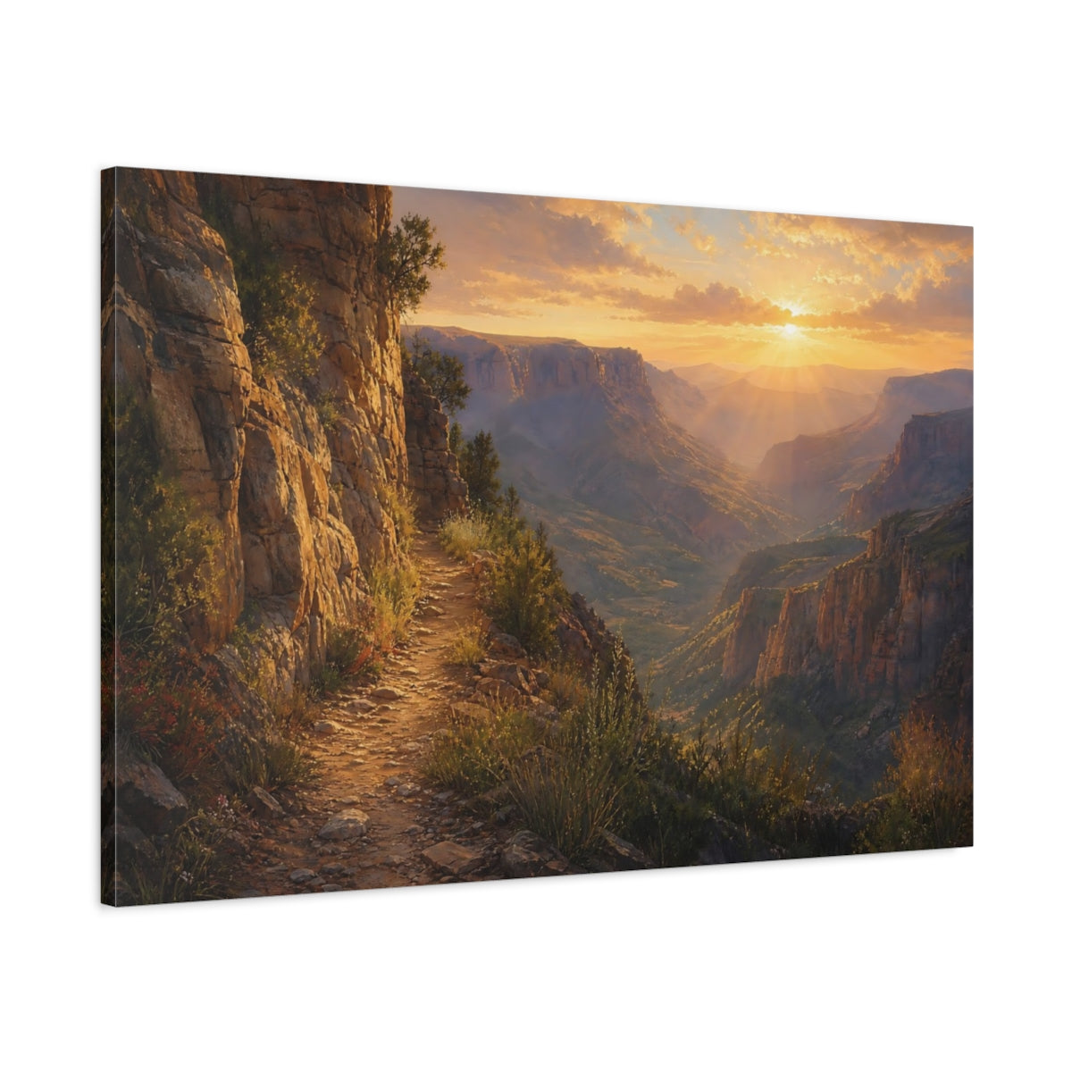 Main Mockup. Nature Canyon Valley Golden Canyon shown as stretched canvas wall art