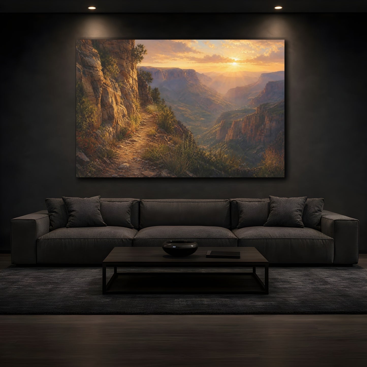 Mockup 3. Nature Canyon Valley Golden Canyon shown as stretched canvas wall art
