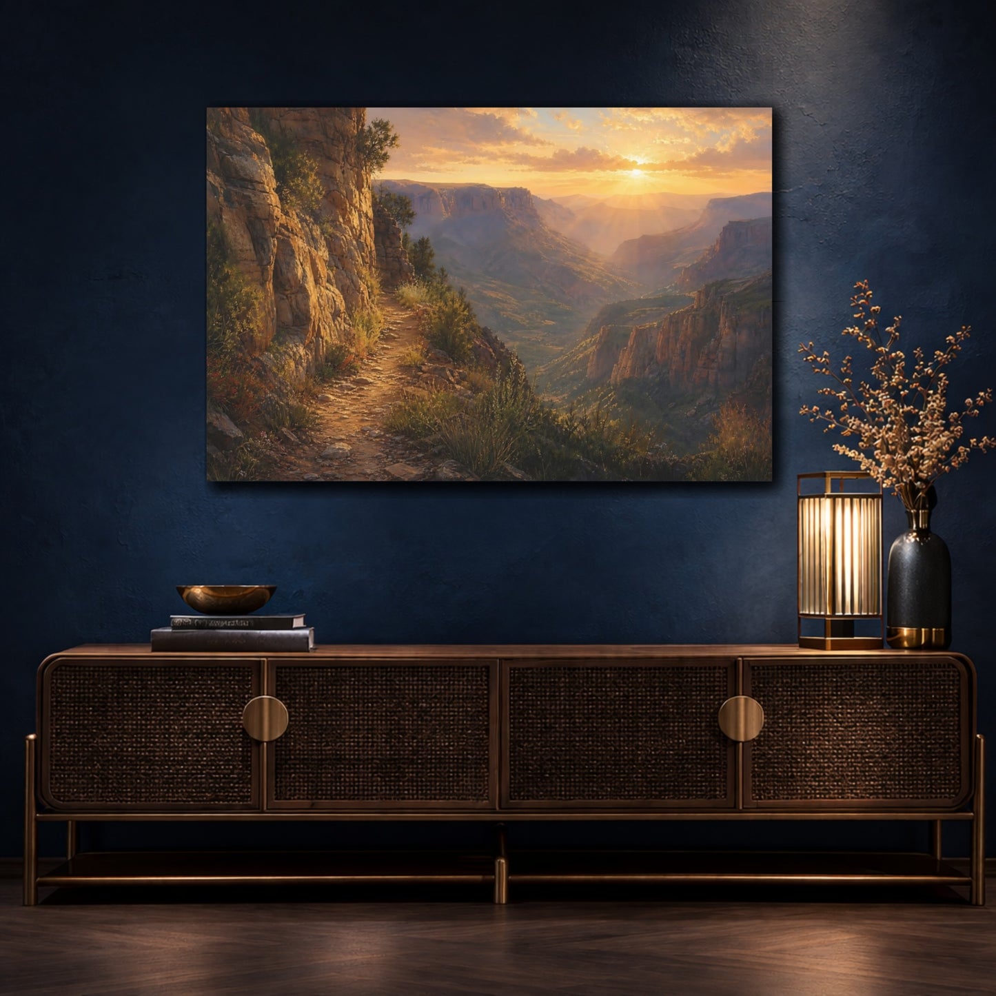 Mockup 4. Nature Canyon Valley Golden Canyon shown as stretched canvas wall art