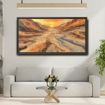 Mockup 2. Nature Canyon Valley Orange And Gray Canyon shown as stretched canvas wall art