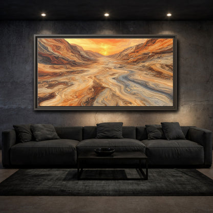Mockup 3. Nature Canyon Valley Orange And Gray Canyon shown as stretched canvas wall art